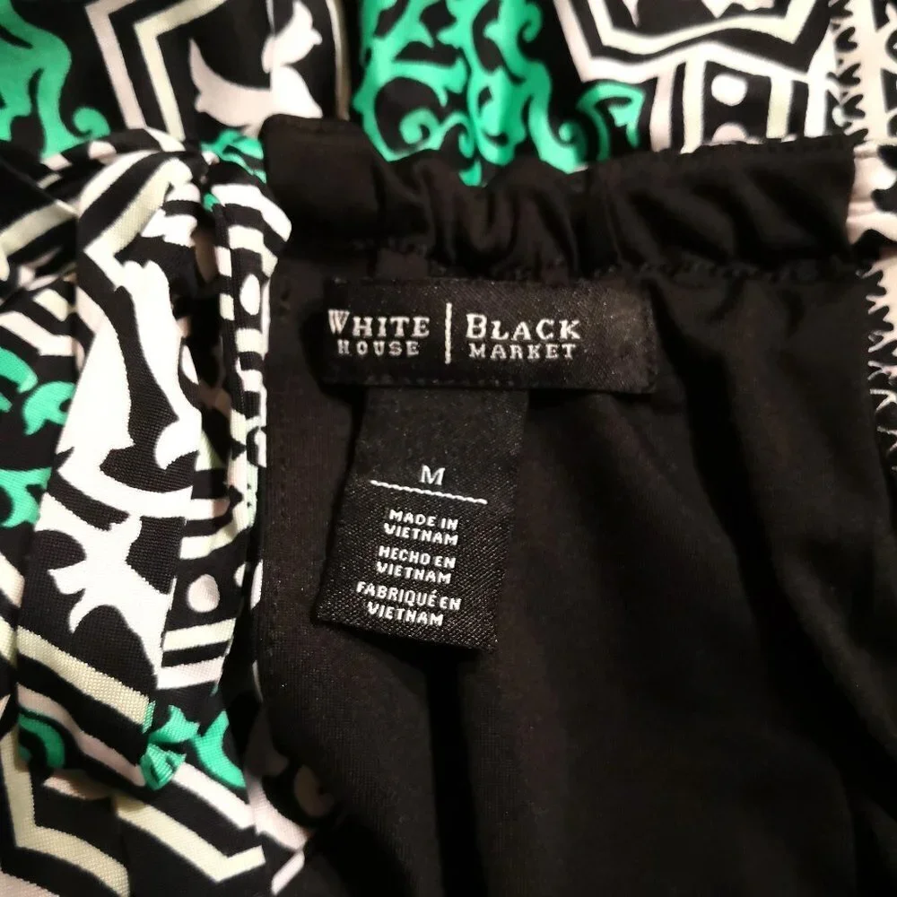 White House Black Market Sleeveless Blouson Geo Print Maxi Dress Medium M - Picture 9 of 9